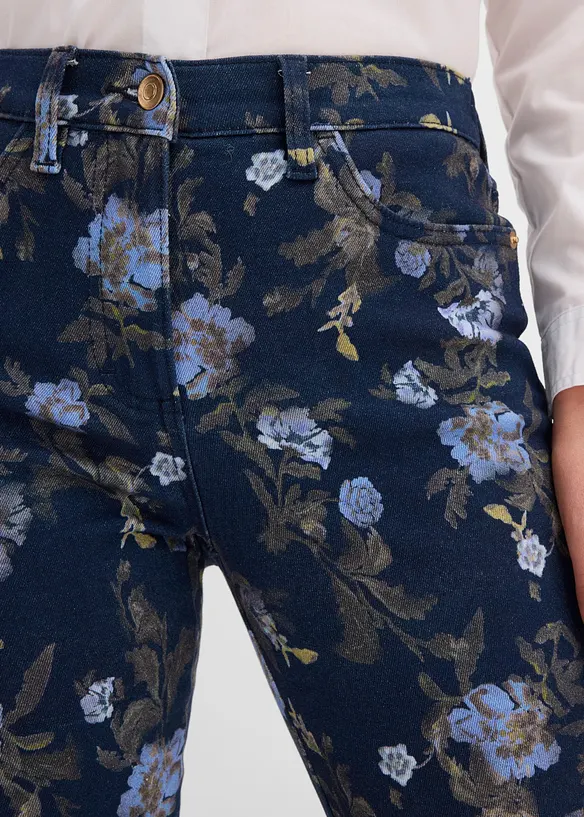 Pantaloni in twill con fantasia a fiori, bonprix