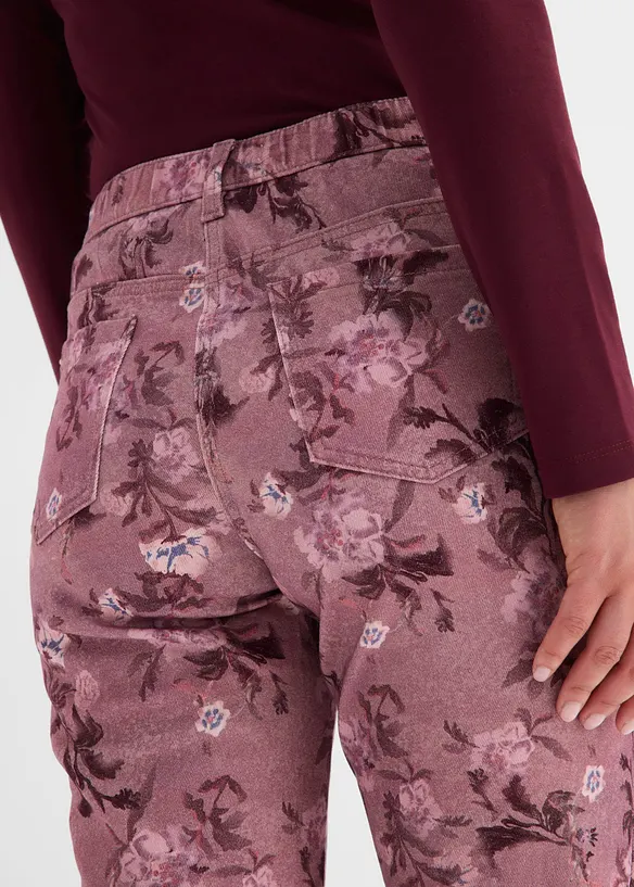 Pantaloni in twill con fantasia a fiori, bonprix