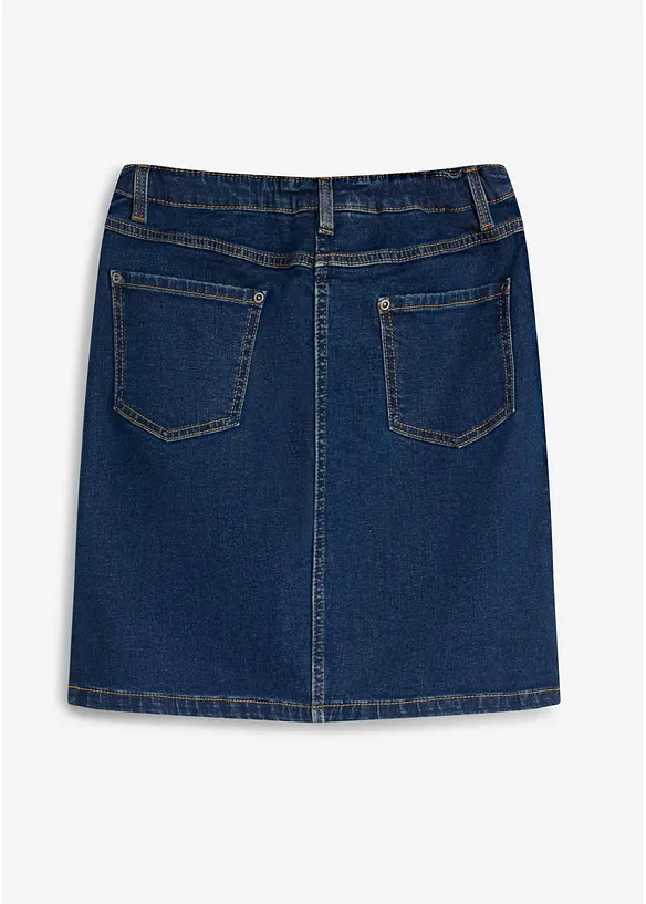 Gonna in jeans di misto cotone elasticizzato, vita media, bonprix
