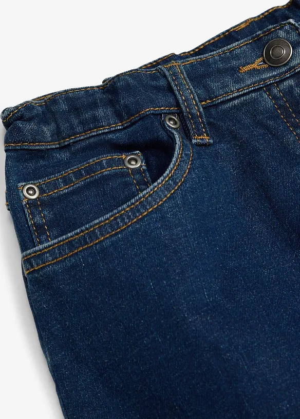 Gonna in jeans di misto cotone elasticizzato, vita media, bonprix
