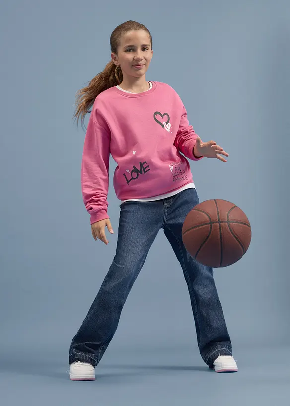 Jeans a zampa, vita media, bonprix