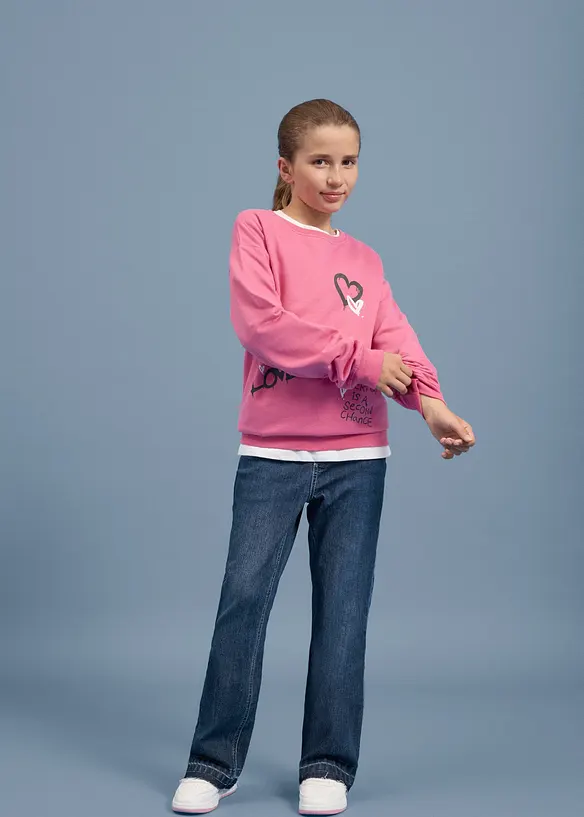 Jeans a zampa, vita media, bonprix