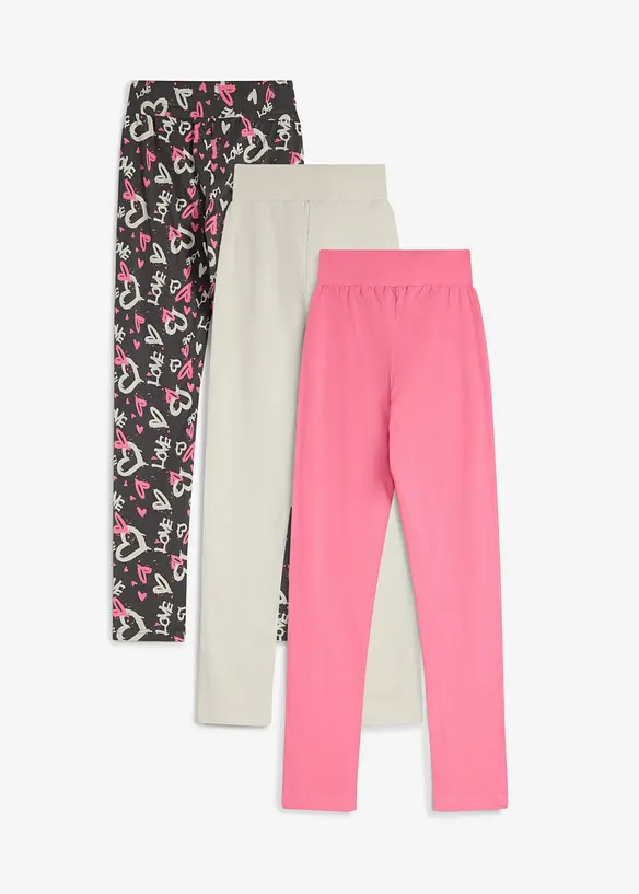 Leggings elasticizzati in misto cotone biologico (pacco da 3), bonprix