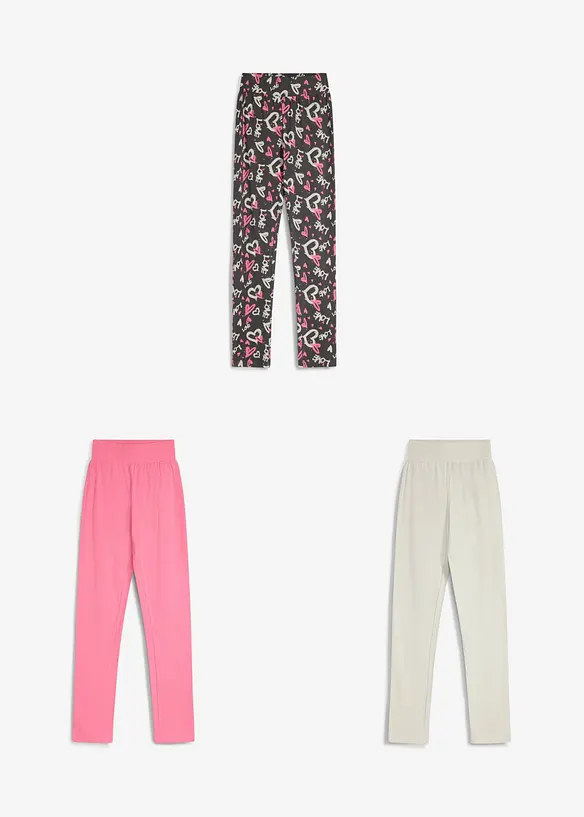 Leggings elasticizzati in misto cotone biologico (pacco da 3), bonprix