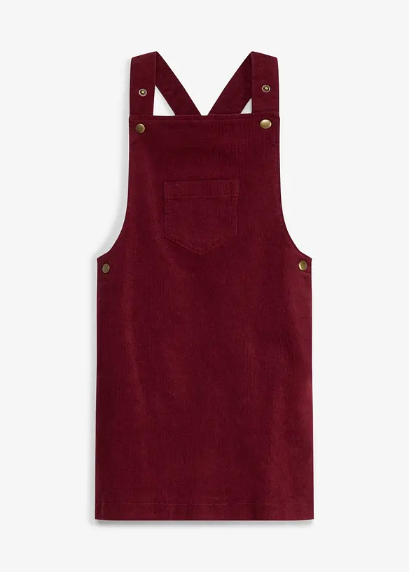 Abito salopette in velluto a coste di misto cotone elasticizzato, bonprix