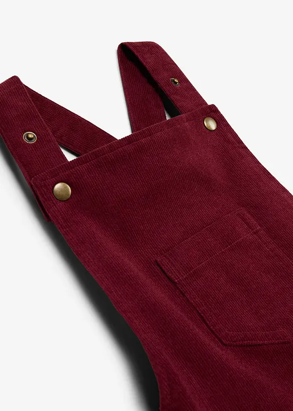 Abito salopette in velluto a coste di misto cotone elasticizzato, bonprix