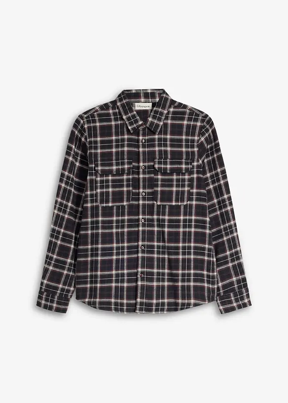 Camicia di flanella a quadri con taschini, bonprix