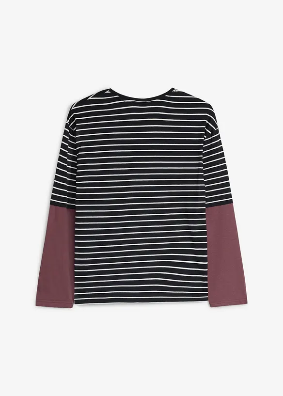 Maglia a maniche lunghe a strati in cotone biologico morbido, bonprix