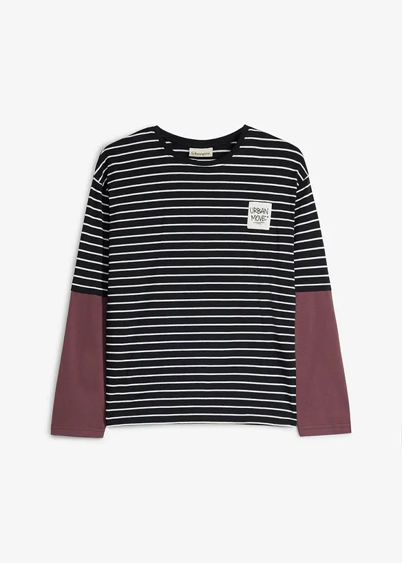 Maglia a maniche lunghe a strati in cotone biologico morbido, bonprix
