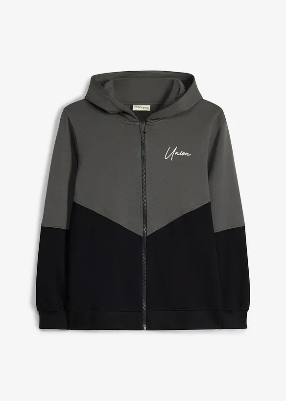 Felpa con zip in morbido cotone biologico, bonprix