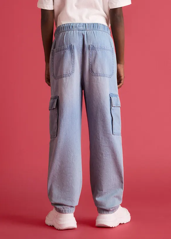 Jeans loose fit straight con elastico in vita e tasche cargo, bonprix
