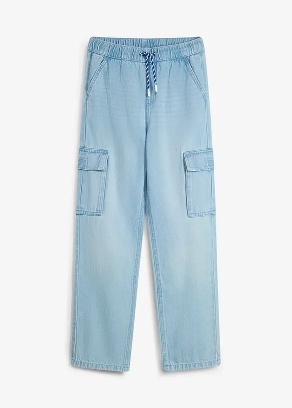 Jeans loose fit straight con elastico in vita e tasche cargo, bonprix