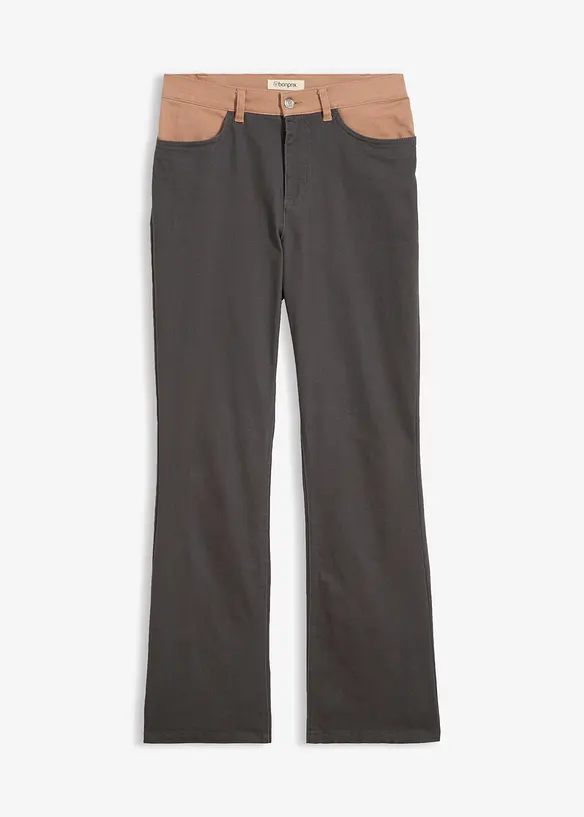 Pantaloni bootcut in misto cotone elasticizzato, bonprix