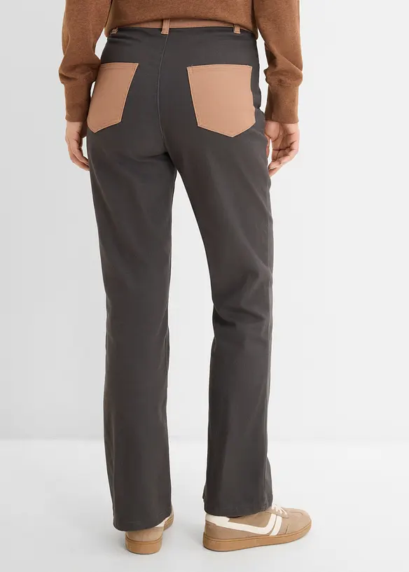 Pantaloni bootcut in misto cotone elasticizzato, bonprix