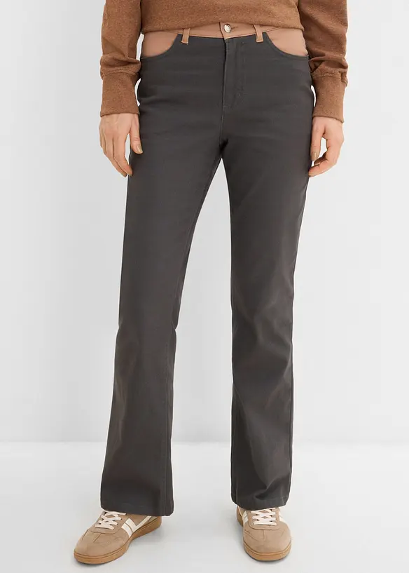 Pantaloni bootcut in misto cotone elasticizzato, bonprix