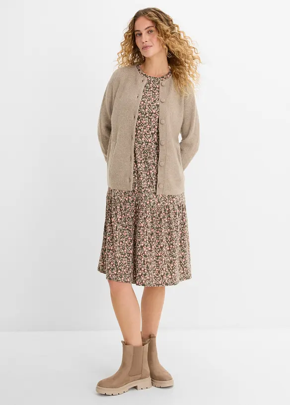 Abito midi in maglia a coste elasticizzata, bonprix