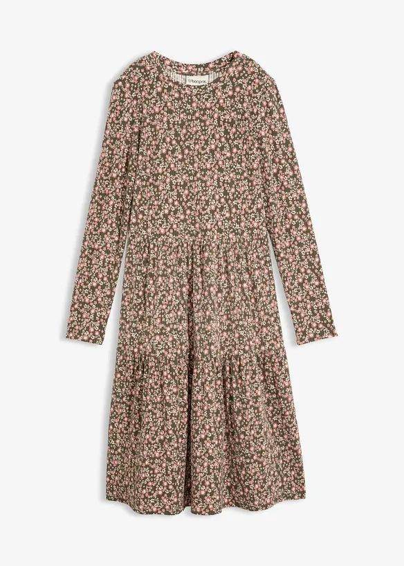 Abito midi in maglia a coste elasticizzata, bonprix