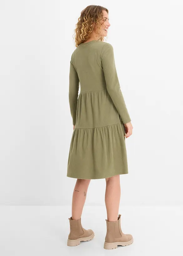Abito midi in maglia a coste elasticizzata, bonprix