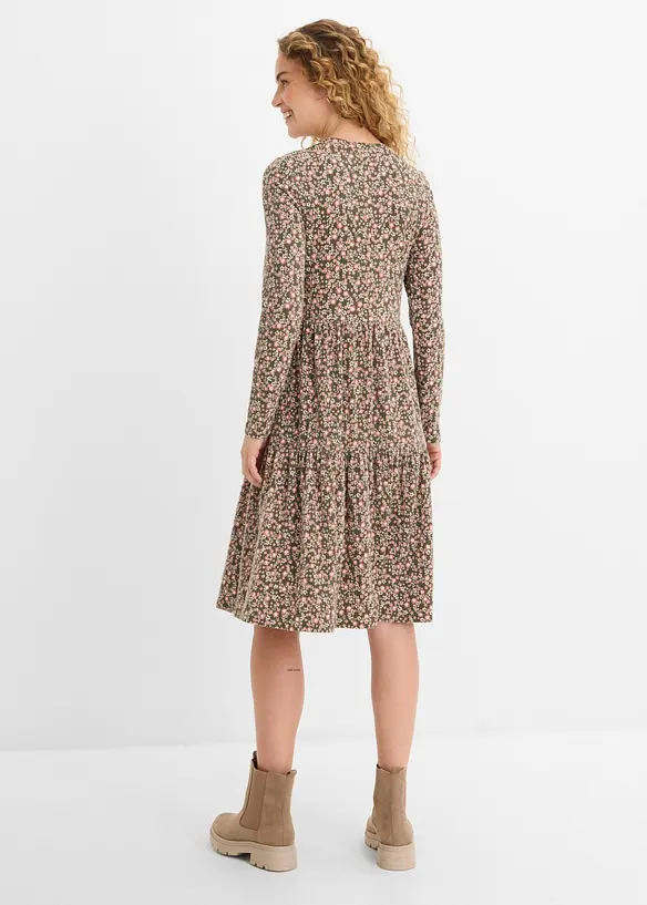 Abito midi in maglia a coste elasticizzata, bonprix