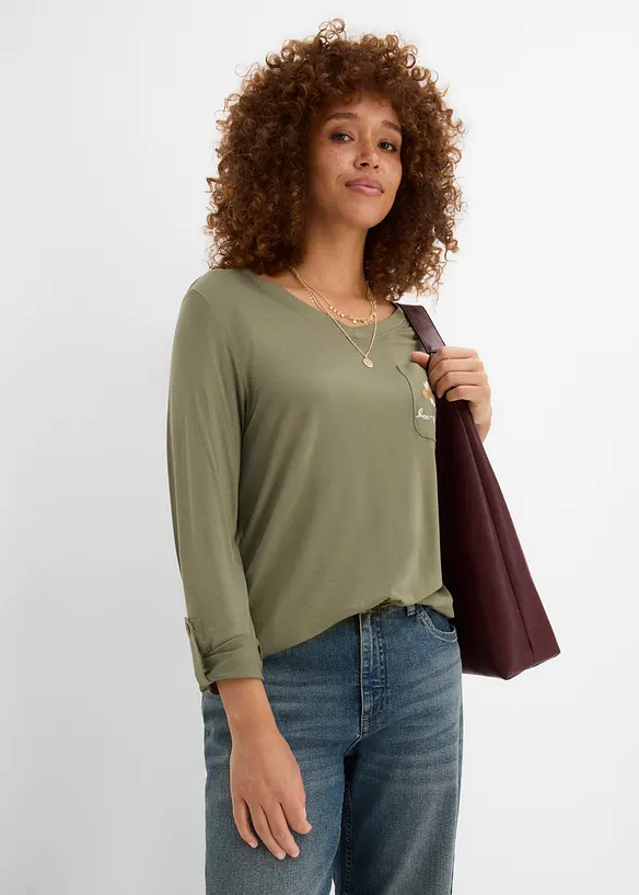 Maglia a maniche lunghe in viscosa morbida, bonprix