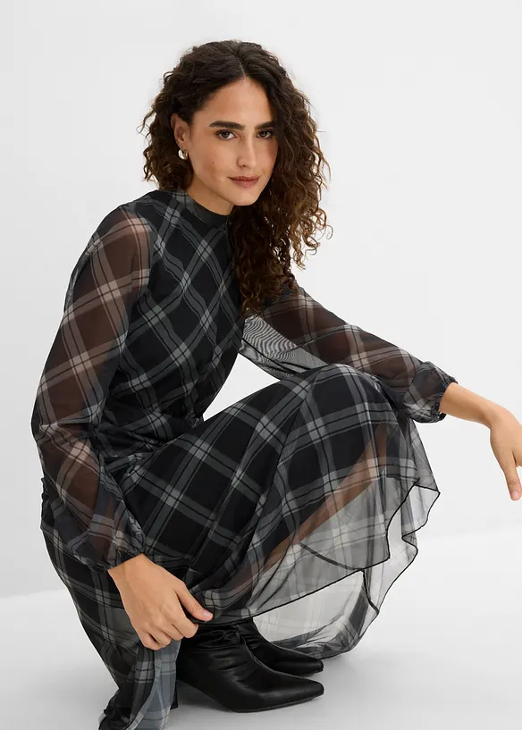 Abito in jersey e mesh fine, bonprix