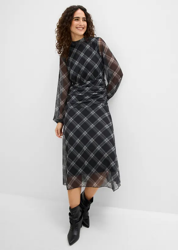Abito in jersey e mesh fine, bonprix