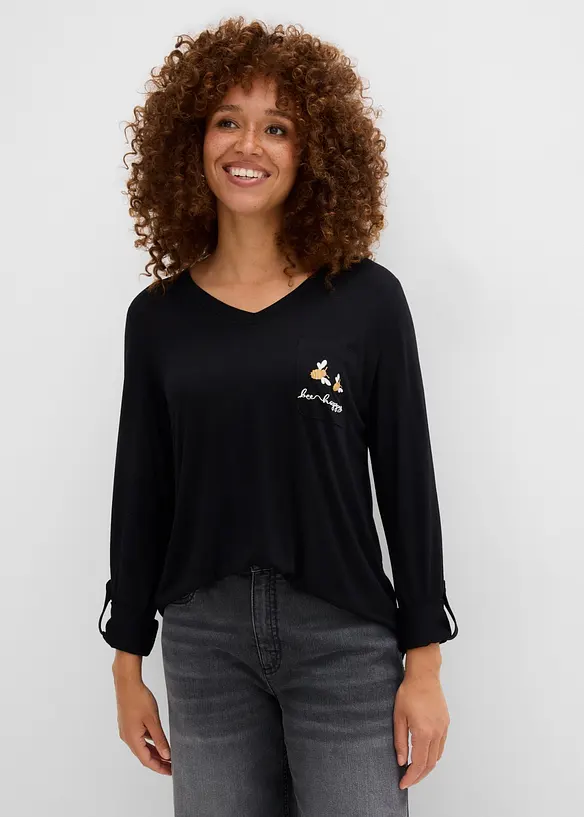 Maglia a maniche lunghe in viscosa morbida, bonprix