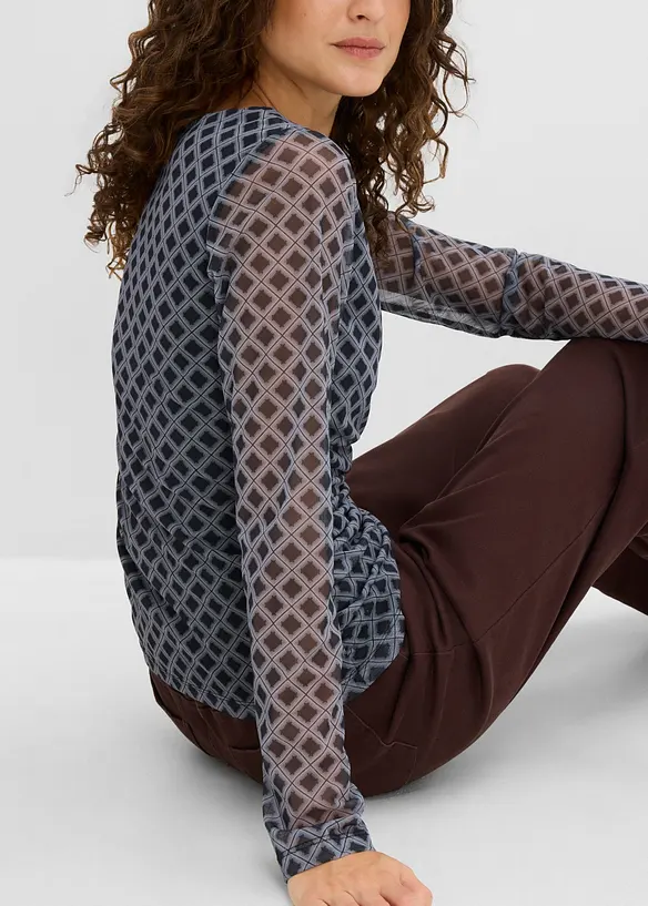 Maglia a maniche lunghe in mesh fine, bonprix