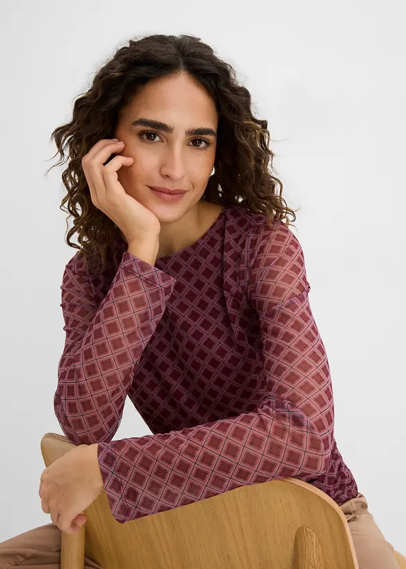 Maglia a maniche lunghe in mesh fine, bonprix