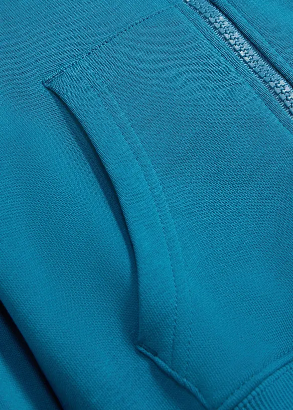 Felpa con zip e cappuccio in morbido cotone biologico, bonprix