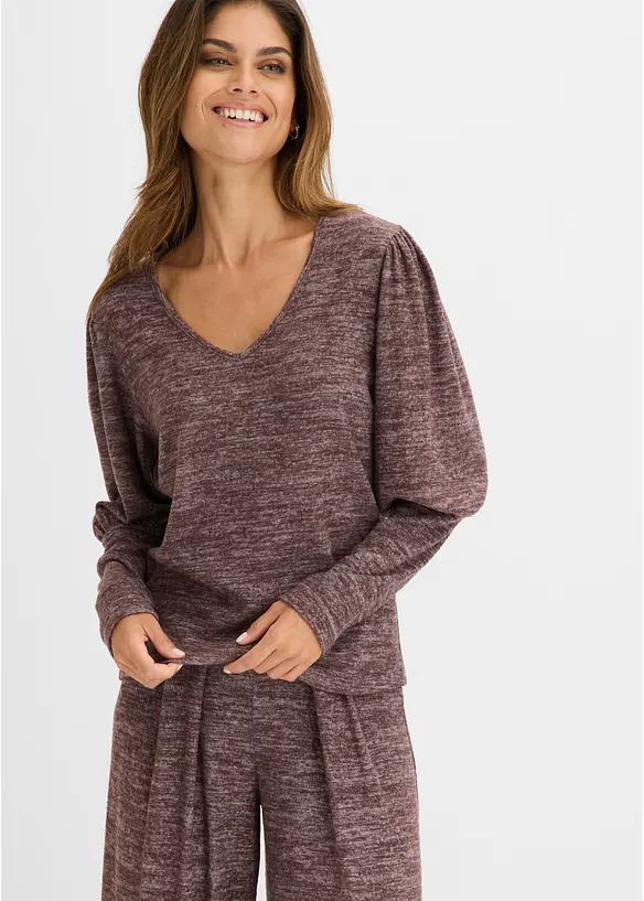 Maglia a maniche lunghe in misto viscosa morbido, bonprix