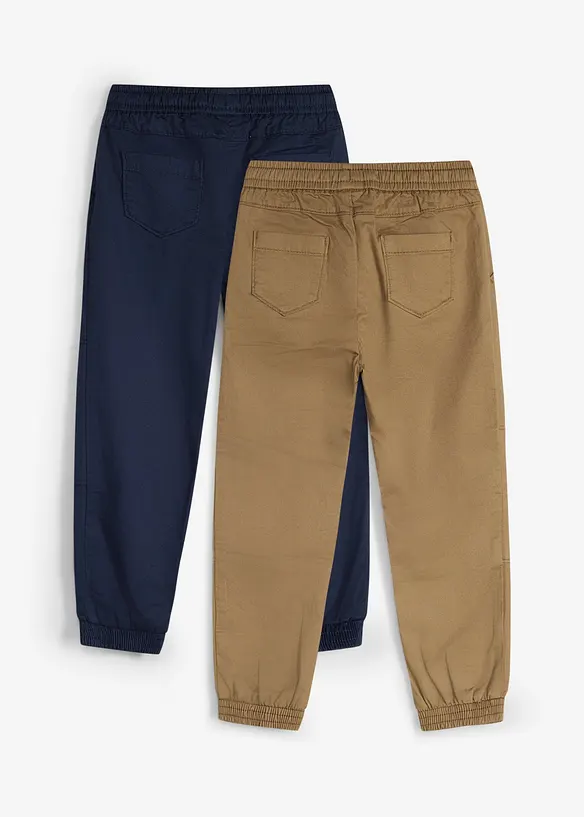 Pantaloni con elastico in vita e morbido cotone, regular fit (pacco da 2), bonprix