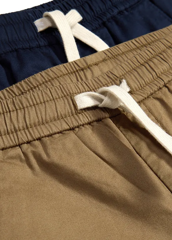 Pantaloni con elastico in vita e morbido cotone, regular fit (pacco da 2), bonprix