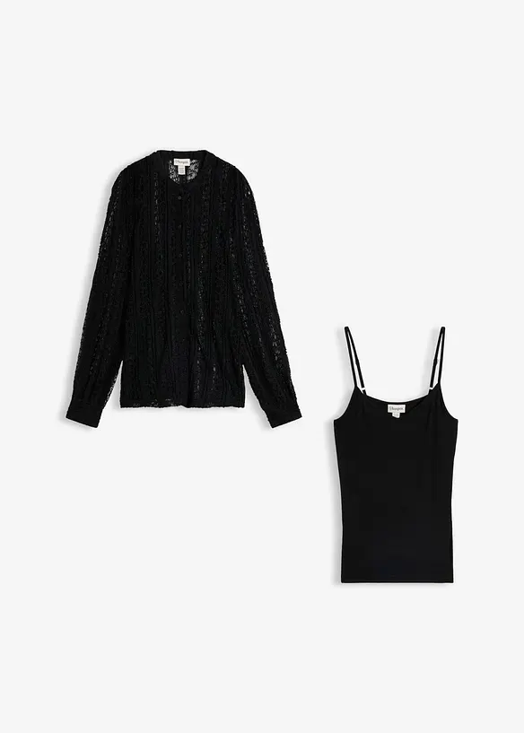Blusa in jersey con top (set 2 pezzi), bonprix