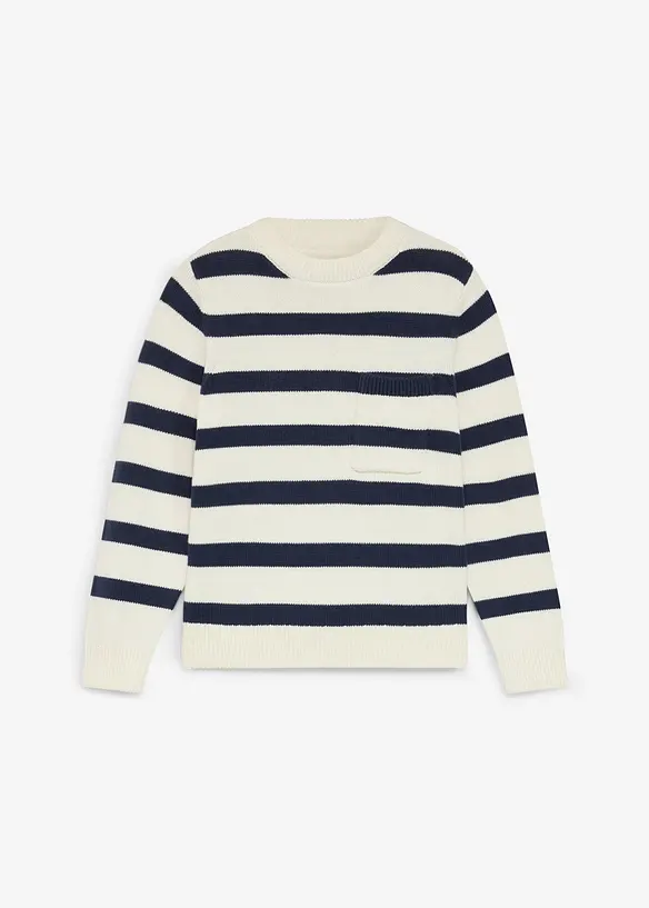 Maglione a righe in filato grosso di puro cotone, bonprix