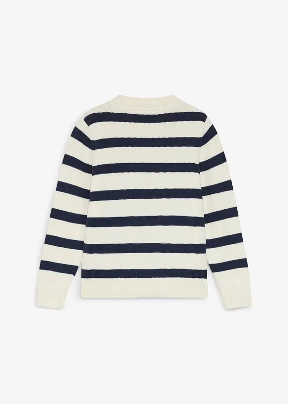 Maglione a righe in filato grosso di puro cotone, bonprix