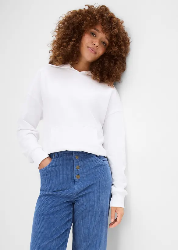 Pantaloni in velluto a coste di misto cotone, vita alta, bonprix