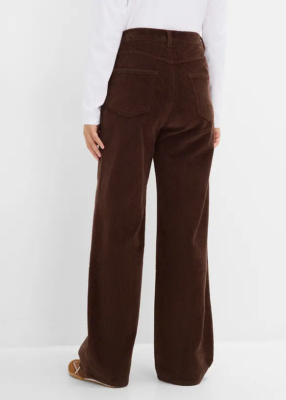 Pantaloni in velluto a coste di misto cotone, vita alta, bonprix