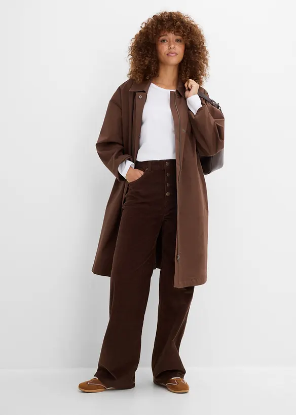 Pantaloni in velluto a coste di misto cotone, vita alta, bonprix
