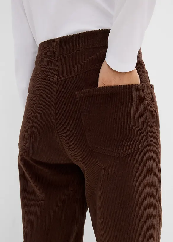 Pantaloni in velluto a coste di misto cotone, vita alta, bonprix