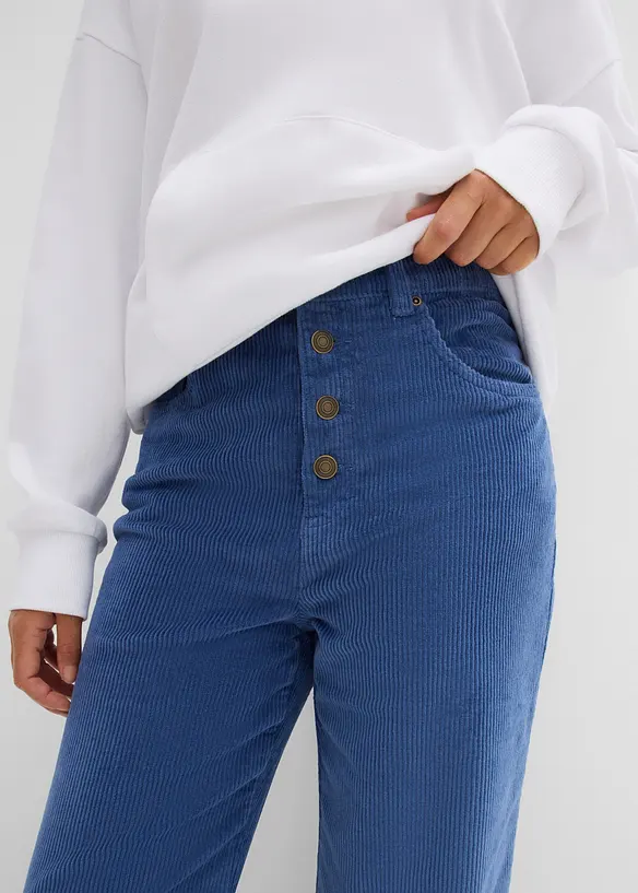 Pantaloni in velluto a coste di misto cotone, vita alta, bonprix