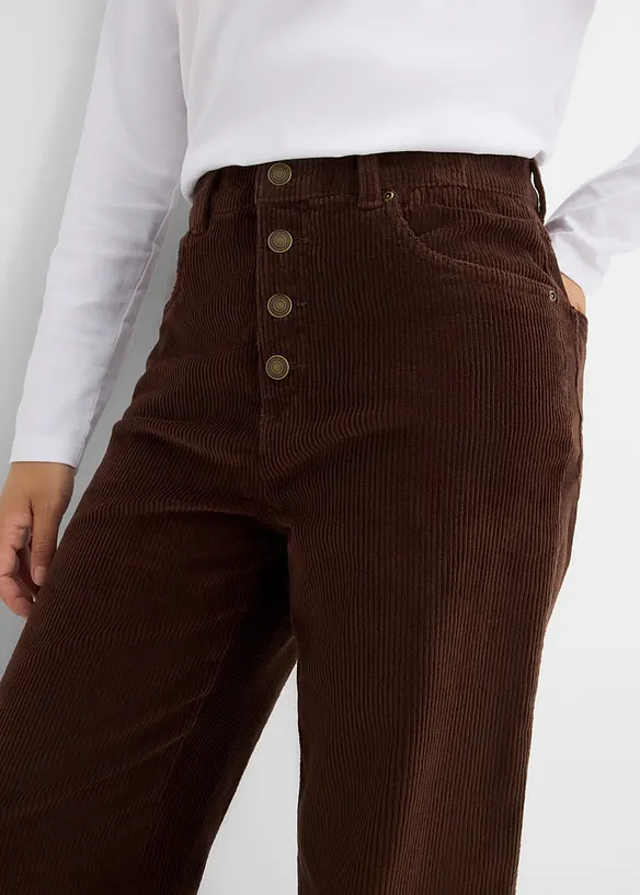 Pantaloni in velluto a coste di misto cotone, vita alta, bonprix