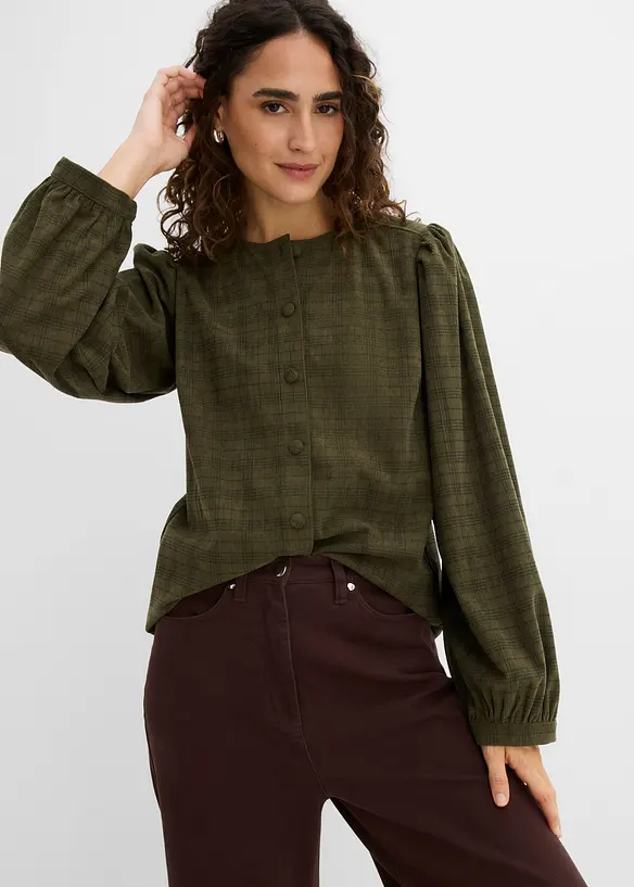 Blusa in velluto a coste a quadri, bonprix