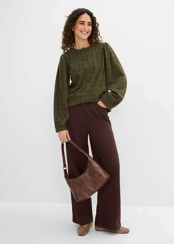 Blusa in velluto a coste a quadri, bonprix
