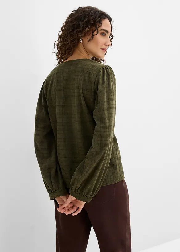 Blusa in velluto a coste a quadri, bonprix