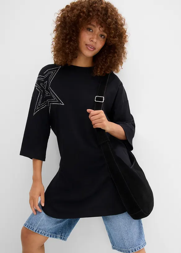 Maglia lunga oversize in puro cotone biologico, bonprix