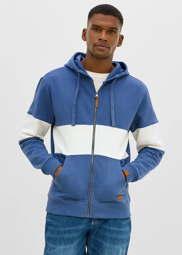 Felpa regular fit con zip e cappuccio, bonprix