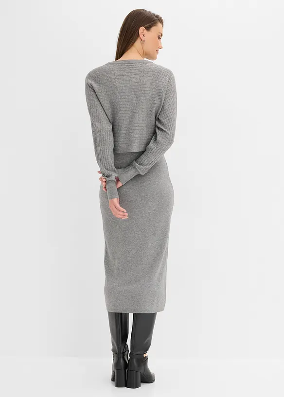 Abito in maglia e maglione abbinato (set 2 pezzi), bonprix