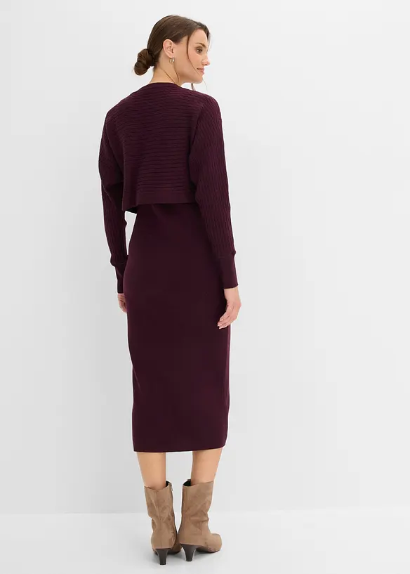 Abito in maglia e maglione abbinato (set 2 pezzi), bonprix
