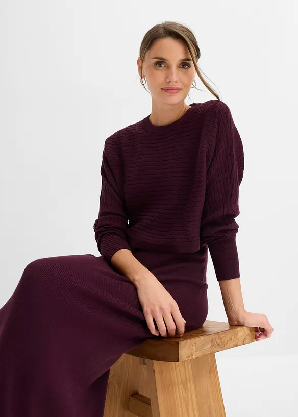 Abito in maglia e maglione abbinato (set 2 pezzi), bonprix